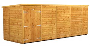 Power 18x6 Pent Garden Shed - Double Door